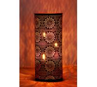 Marrakesch Farol portavelas Oriental de Metal - Candelabro para el jardín - Decorativo para la Mesa - Amelle Blanco - transmite Buen Ambiente - Pasa un Buen rato en el jardín (Negro | Cobrizo)