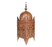 Farol oriental oxidado de metal Frane 100 cm de grande | Farol marroquí de jardín para exteriores o interiores como farol de mesa | Portavelas de jardín marroquí colgante o para colocar de pie