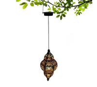 Farol para exteriores, luces solares impermeables para jardín, luz solar para porche, efecto de sombra marroquí, lámpara decorativa colgante con gancho para balcón, granja y patio, 15.6 pulgadas