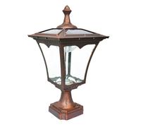 Farol Pie Sobremuro Exterior Lámpara de poste de energía solar for exteriores Luz de columna de aluminio de vidrio transparente Lámparas Solares de Columna for Postes de Madera Cubierta Valla Puerta (