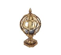 Farol Pie Sobremuro Exterior Lámparas Globo de Exterior Tradicional Lámpara de Pilar Globo Farola Columna Exterior Porche Jardín Clásico Columna Rústica Farola Sobremesa(Color:Bronze,Size:18*33CM)