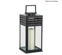 FAROL PORTAVELAS 44CM METAL NEGRO/MADERA_20X21X44CM