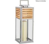 FAROL PORTAVELAS 54CM METAL CROMADO/MADERA_20X21X54CM