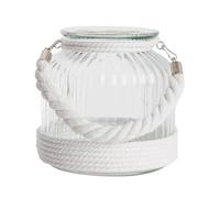 Farol Portavelas de Cristal Decorada con Cuerda de Algodon de Ø 18x18x18 cm (18x18x18 cm)