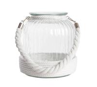 Farol Portavelas de Cristal Decorada con Cuerda de Algodon de Ø 18x18x21 cm (18x18x21 cm)