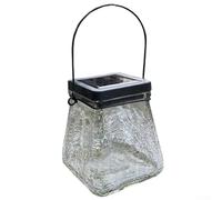 Farol solar colgante con efecto de vidrio agrietado, IP44 impermeable luz decorativa para exteriores, sensor automático del atardecer al amanecer para jardín, patio, césped y camino