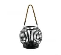 Farol solar de hierro con diseño de rayas para decoración de jardín al aire libre, 30 x 17 cm, resistente a la intemperie, con patrón decorativo, negro o azul, 1 pieza (luces de rayas negras)