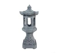 Farol solar de resina resistente Zen en gris para decoración de jardín al aire libre con luz nocturna automática y construcción resistente a la intemperie (luces de ciudad)