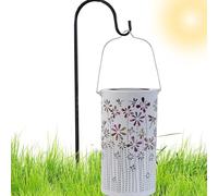 Farol Solar Exterior,Luz Decorativa De Proyección Floral De Hierro Calado - Linternas De Patio Al Aire Libre,Para Camino Casa Jardín Trasero Porche Paisajero Paisajero Piscina