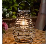 Farol Solar LED Colgante Efecto Ratán Marrón Gris Para Jardín