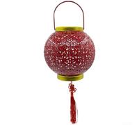 Farol solar para exteriores de hierro rojo para camino de patio al aire