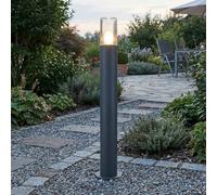 Farola antracita E27 80 cm de altura fundición de aluminio IP44 moderna farola de exterior lámpara de pie iluminación para caminos jardines