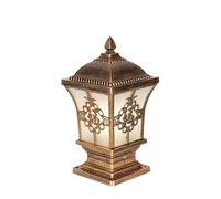 Farola decorativa tradicional IP55 creativa para césped, exterior, poste E27, para garaje, terraza, patio, columna, lámpara de aluminio impermeable, para pabellón, patio, pilar (bronce, altura: 48 cm