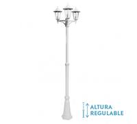 Farola exterior aluminio auriga 3xe27 blanco ip44 220x62x62 cm regula