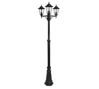 Farola exterior de aluminio IP44 regulable en altura, dimensiones 220x62x62 cm, ideal para iluminación de jardines y espacios exteriores.