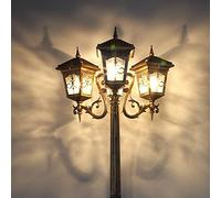 Farola Farola para Patio al Aire Libre LED 3 * Luces Villa Retro Luz Impermeable Comunidad Paisaje al Aire Libre Poste Linterna Poste Alto Jardín Camino Lámpara de Estilo Europeo Luz de Patio (Color