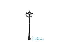 Farola exterior aluminio spica 3xe27 negro ip44 220x62x62 cm regulabl