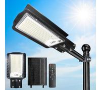Farola Solar LED 20000LM con Mando a Distancia, IP65 Impermeable, 6500K Foco Exterior Temporizador para Patio, Calzadas y Calles