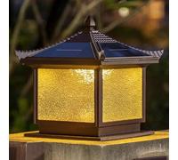 Farola Solar para Exteriores, 1Idad, Moderna, Ip54, Resistente Alua, con Tapa de Columna Led, 3000 K, para Terraza, Decoración de Patio Y Jardín, 30 X 35 Cm./20 Centímetros/a