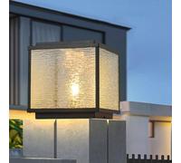 Farolas Exterior Modernas Pilar Cuadrado, Iluminación Pedestal Para Exteriores Bolardos Lámparas Columna Impermeables Faroles Negros Lámpara Montaje Muelle E26 Con Cableado Fijo Para Buzón Patio