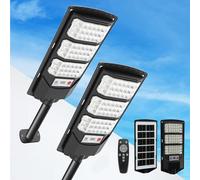 Farolas Solares Exterior 500W, 63 LED Farola Potente con Control Remoto,IP66 Impermeable Luz Solar Exterior Sensor de Movimiento,Foco Solar Luz de Seguridad para Jardín, Patio,2 Paquetes