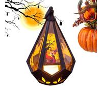 Faroles de Halloween para interiores, lámpara de mano de castillo de bruja, decoración del hogar, lámpara de linterna alimentada por pilas para césped, jardín, camino, patio, fiesta, camping, porche