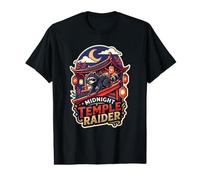 Faroles de Luna Creciente con Mapache Ninja de Midnight Temple Raider Camiseta gráfica económica