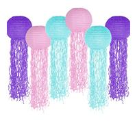 Faroles de papel Jelly Fish, color rosa, morado, azul, para decoración de fiesta de cumpleaños, diseño de sirena, unicornio, bajo el mar, océano, juego de 6