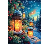 Faroles navideños en un bosque nevado Puzzles 1000 Piezas Maquetas 3D Educativas Profesionales Ciencia ficción sueño mágico Rompecabezas Para Familia Construir DIY Moderno Aliviar Estrés Decoración 10