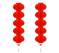 Faroles Rojos Chinos de 22 cm - 10 Pcs Farolillos de Papel Rojos, Incluye Dos Filas de Cinco Farolillos Cada Una para Año Nuevo, Festival de Primavera, Bodas, Restaurantes, Puertas y Hogares