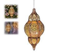 Faroles solares de estilo marroquí para exteriores, luces colgantes de metal con patrones geométricos huecos, lámparas LED solares impermeables IP44, para patio, jardín, camino, iluminación ambiental