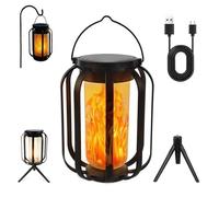 Faroles solares para exteriores con trípode, llama parpadeante, luces colgantes para camping, jardín, con atenuación de 4 colores, 2 modos de carga doble, IP65, impermeable, para patio, césped, 2