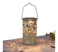 Faroles solares para exteriores: luces decorativas de hierro con proyección floral y colorida para jardín, iluminación ambiental, iluminación de sombras con patrones y función estética nocturna para e