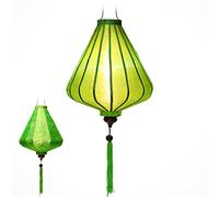 Farolillo asiático de Hoi an de seda verde A - Ø35 cm - Artesanía de Vietnam (Ref. A25-V)