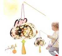 Farolillo de conejo de mediados de otoño, hecha a mano, luz de fiesta LED decorativa, bonita linterna de vacaciones para celebración de pastel de luna, decoración del hogar, pantalla infantil