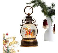 Farolillo de Navidad con bola de nieve - Lámpara decorativa de resina de 7,48 pulgadas | Farolillo de música retro con temporizador brillante remolino de agua iluminación navideña para salón, ventana