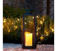 Farolillo Gigante en Metal Cincado Negro para Interiores y Exteriores con Vela LED a Pilas de Lights4fun