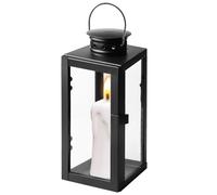 Farolillo negro, 24 cm, farolillos de metal para decoración de velas, farolillos de metal decorativo, velas de cementerio, resistentes a la intemperie para paredes exteriores, salones, mesas, bares
