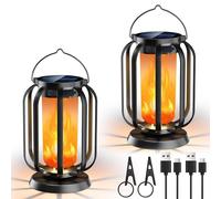 Farolillo solar para colgar en exteriores, 2 lámparas solares IP65 resistente al agua con 3 temperaturas de color, farolillo de balcón, jardín, decoración de Halloween, luces para exteriores, para