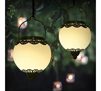 Farolillo solar para exterior colgante, 2 unidades de farolillos solares para exterior bola IP65 resistente al agua, lámparas solares Bonsery para exterior, jardín, camino, balcón, porche, pared,