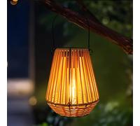 Farolillo solar para exterior jardín, lámparas solares para exteriores, resistentes al agua, lámparas solares con bombilla LED de ratán, lámparas solares para balcón, lámparas solares de jardín, para