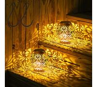 Farolillo solar para exteriores, 2 unidades de lámparas solares IP65, resistentes al agua, farolillos de jardín, exteriores, LED, vintage, para porche, patio, terraza, pared, mesa, jardín, decoración,