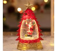 Farolillos de Navidad, Bola de Nieve Navidad, Bolas de Cristal con Nieve Decoración Navideña, LED Mini Globos de nieve Navideños, Farol de Navidads Vintage, Luz Nocturna Decoracion navidads Mesa(Rojo)