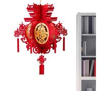 Farolillos de papel chinos | Farol de rompecabezas no tejido de la suerte con fu rojo chino | Decoraciones del Festival de Primavera 2024, adornos colgantes, linterna Fuzi para fiestas de
