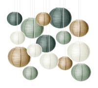 Farolillos de papel decorativos verdes salvia, lámpara chino, farolillos verdes, decoración jardín, fiestas, despedidas soltera, baby shower, cumpleaños, accesorios