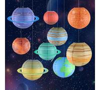 Farolillos de papel planetarios con sistema solar, 25 cm, decoración para niños, planetas, planetas, farolillos de papel, farolillos de papel para decoración del espacio, decoración para fiestas de
