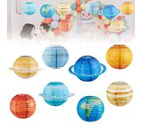 Farolillos de Papel Redondos Planetas Sistema Solar para Niños Farolillo Chino 8 Pzs Farolillos Decorativos Interior Lampara Planetas para Decoración de Sala de Cumpleaños de Niño (30cm)