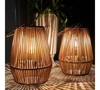 Farolillos Solares Exterior, KagoLing 2 Lamparas Solares Exterior de Tejidos a Mano Luz Solar Exterior Jardin IP65 Impermeable Adecuado para decoraciones navideñas Regalos de Navidad Patio y Balcón