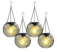 Farolillos Solares Exterior, Ortiny 4 Piezas Lamparas Solares Exterior Jardin IP65 Impermeable Lampara Vintage Decoracion Farol Solar Exterior para Patio Terraza Césped Fiesta Mesa Boda Parque Navidad