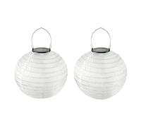Farolillos solares para exteriores cielo 2 unidades farolillo solar LED resistente al agua nailon colgante de 20 cm iluminación solar para jardín patio terraza boda decoración de fiesta (blanco)